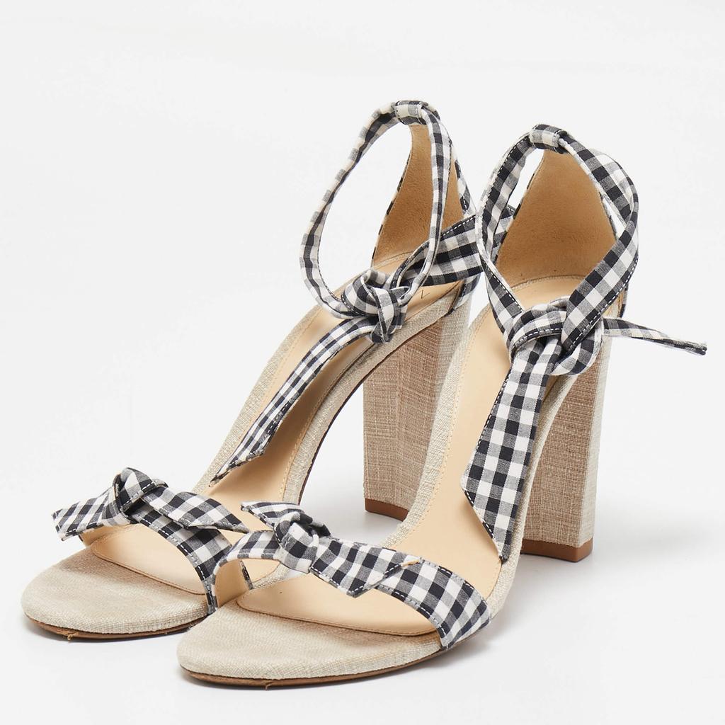 Alexandre Birman Alexandre Birman Grey/White Canvas and Fabric Ankle Strap Sandals Size 42