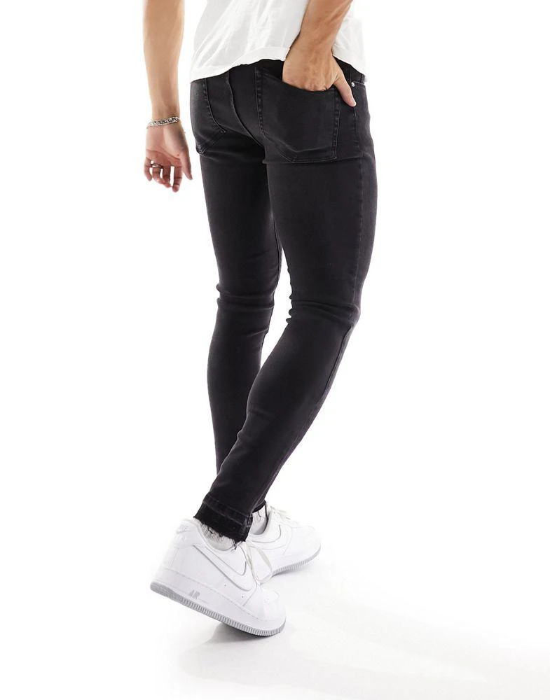 ASOS ASOS DESIGN spray on jeans with power stretch and released hem in grey 3