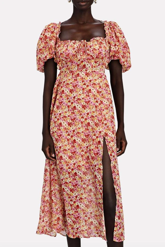 ivory silk midi dress Delphine Dress in Ivory Silk Wool with Crystal Drops
