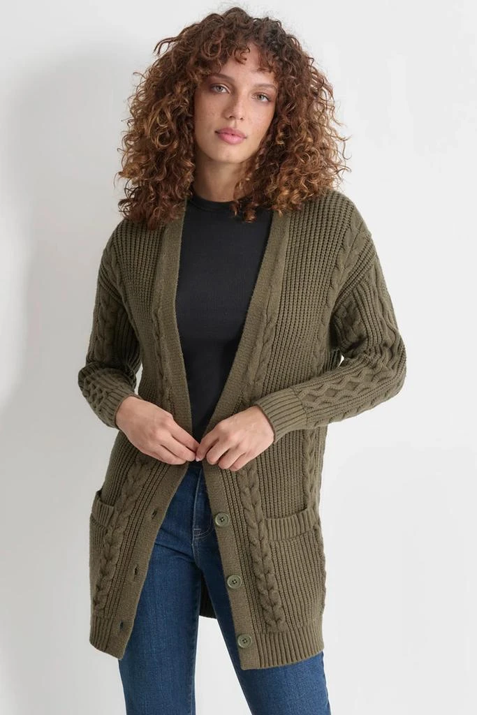 DKNY V-NECK RELAXED LONG CARDIGAN 4