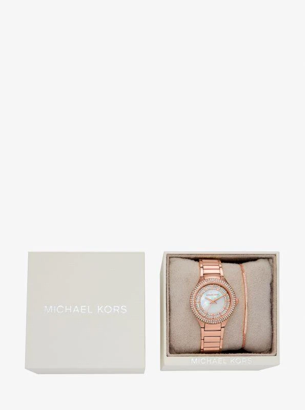 Michael Kors Mini Sylvia Pavé Rose Gold-Tone Watch and Bracelet Gift Set 4
