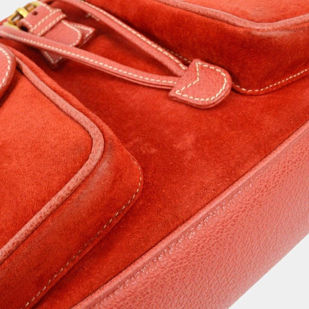 Gucci Gucci Red Suede Bamboo Backpack 9