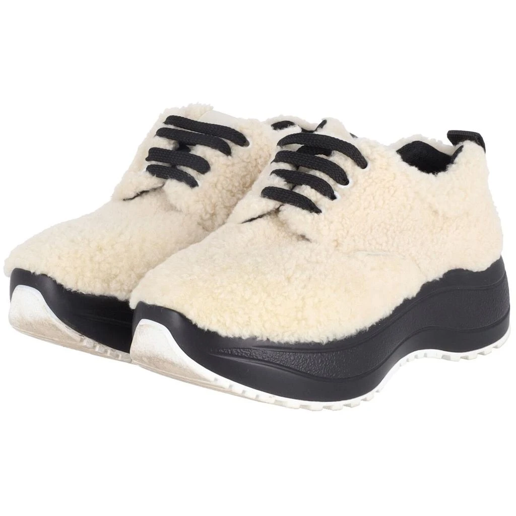 Celine Delivery Shearling Platform Sneakers in Cream Wool 3