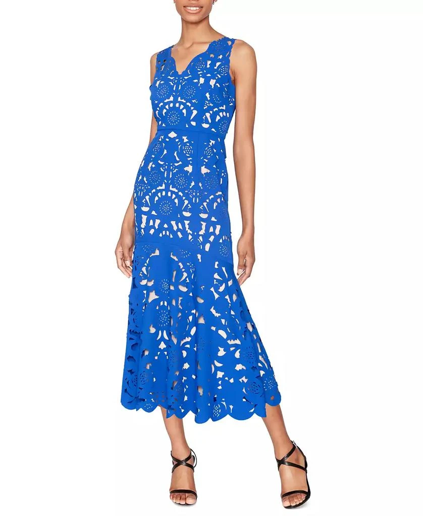 WHITE TIE by Shani Women's Laser-Cut Sleeveless Midi Dress 1