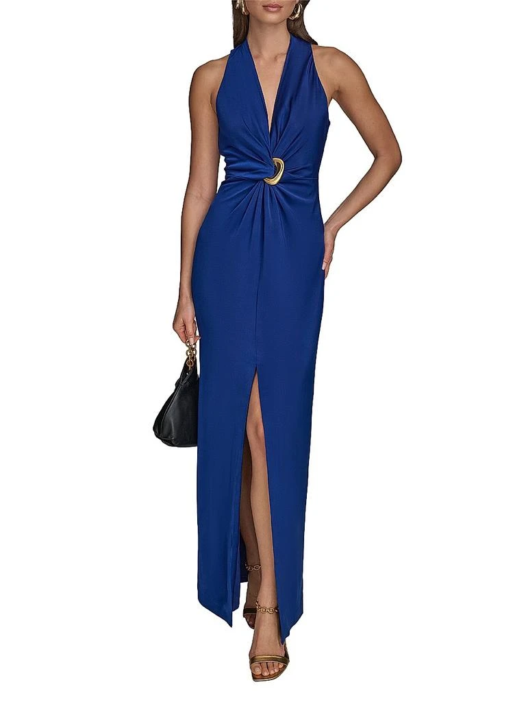 Donna Karan Gathered Satin Sleeveless Gown 2