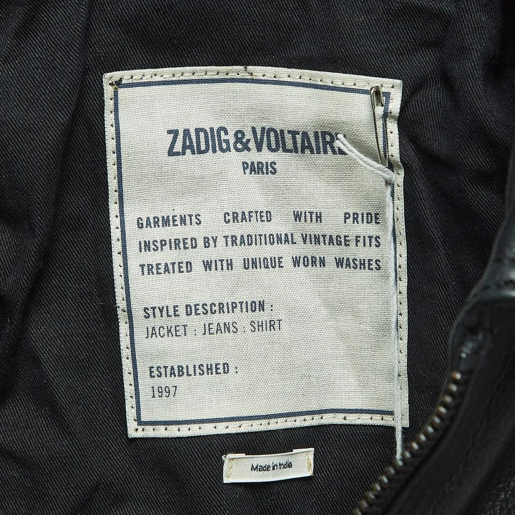 ZADIG & VOLTAIRE Zadig & Voltaire Black Leather Zip Front Jacket XS 5