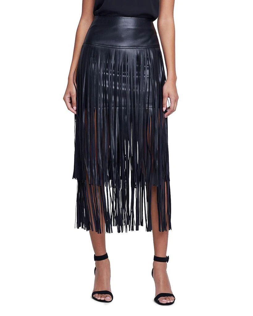L'Agence Karolina Tiered Fringe Midi Skirt 1