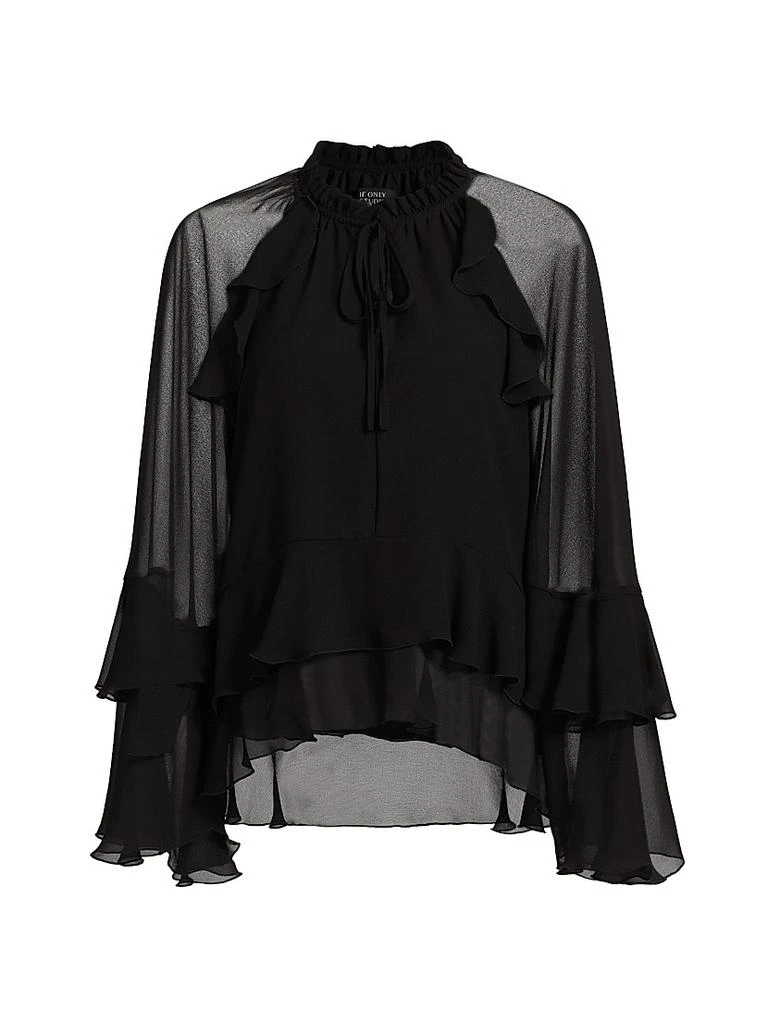 If Only Studio Ruffled Chiffon Long-Sleeve Blouse 1