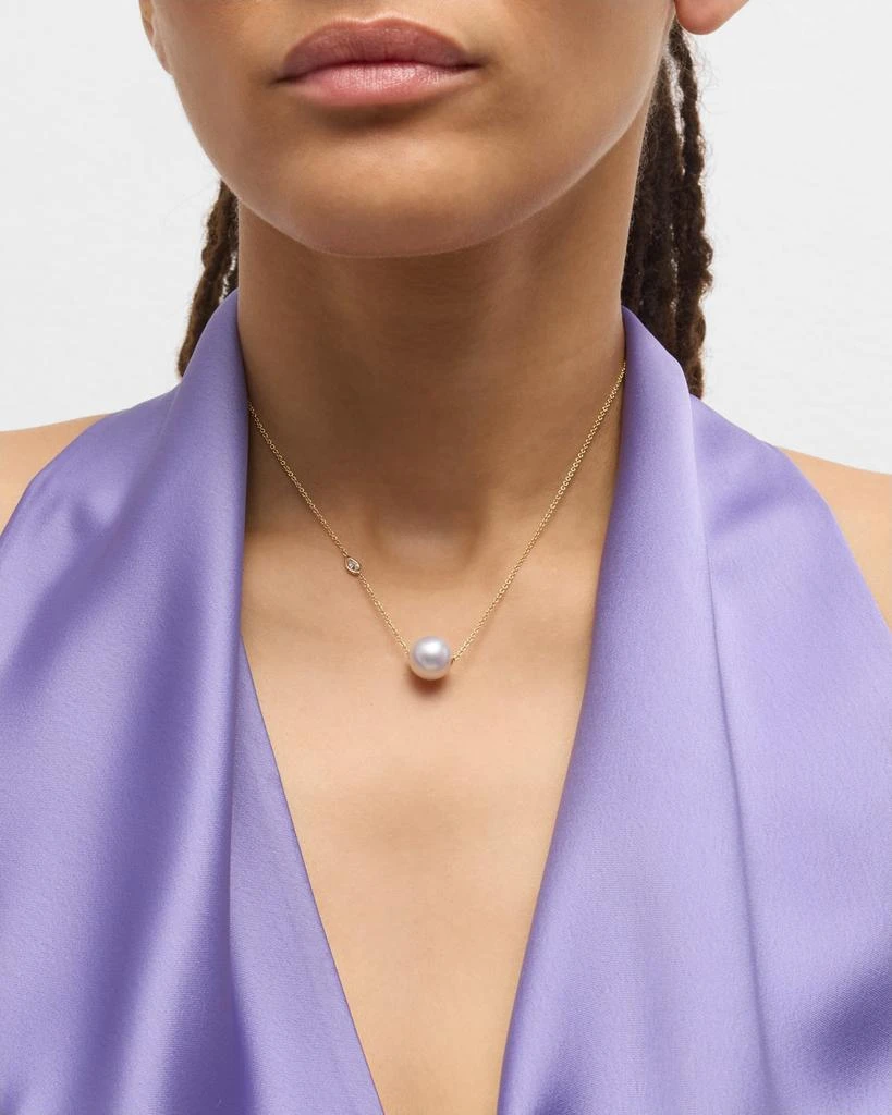 Mizuki 14k Gold Saltwater Pearl and Diamond Choker Necklace 16"L 2
