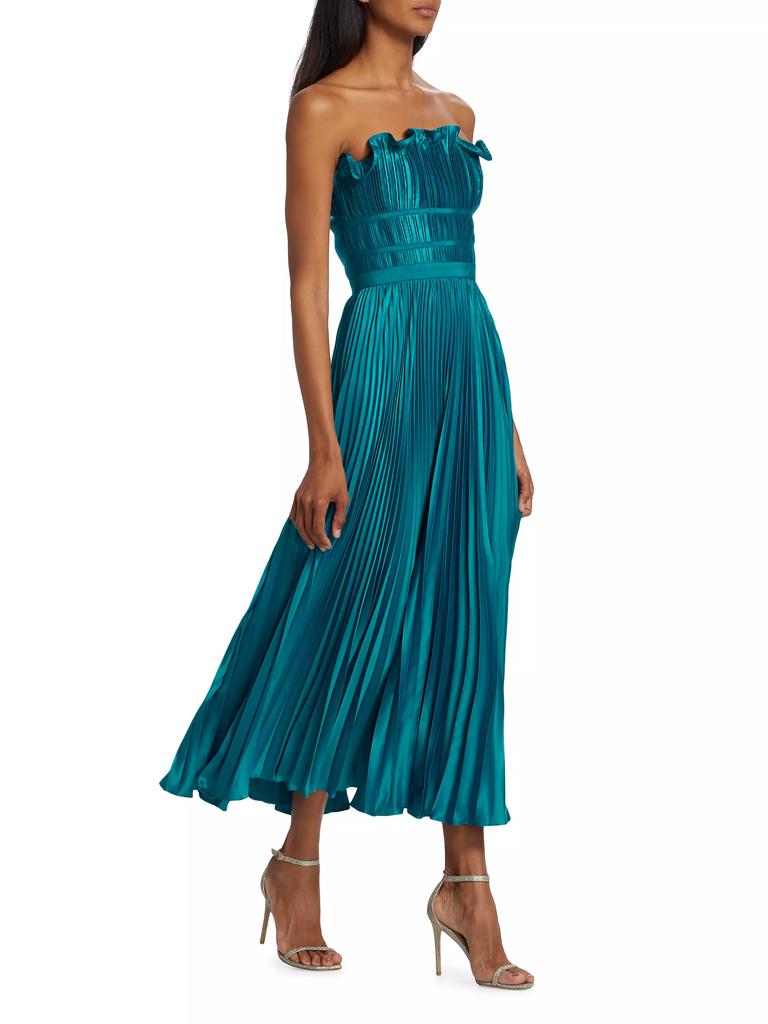 Amur Giada Strapless Pleated Satin Dress