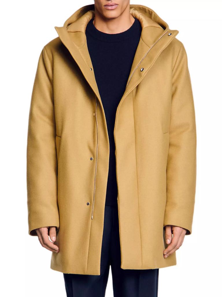 Sandro Hooded Wool Parka