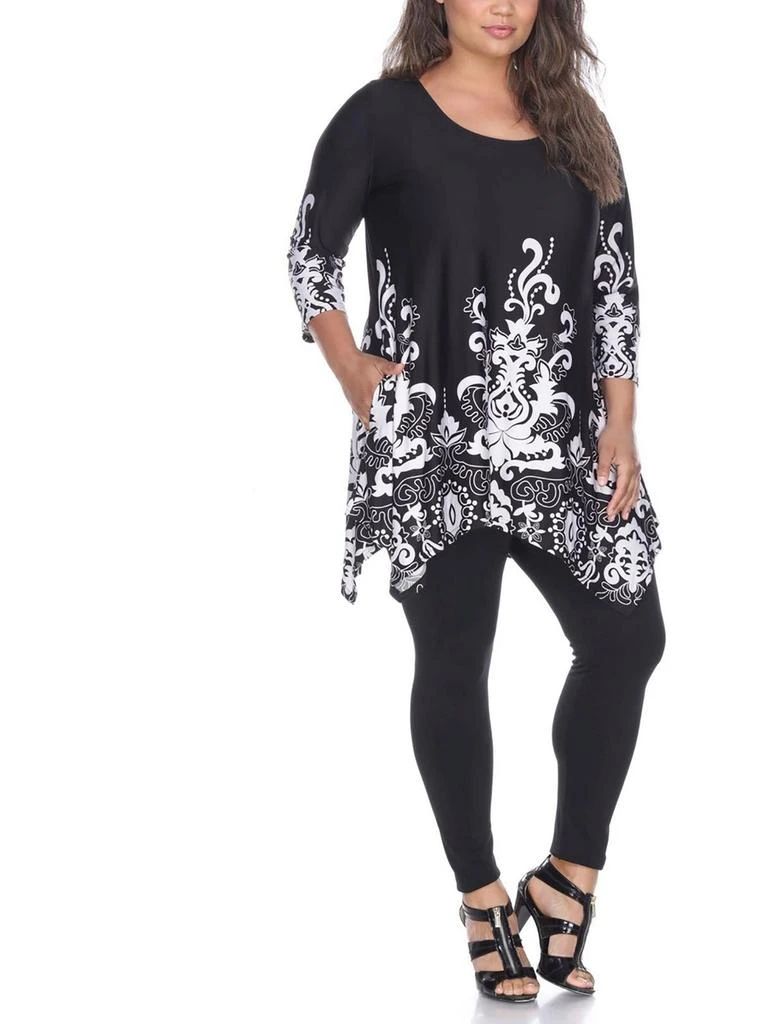 White Mark Plus Womens Sharkbite Hem Floral Tunic Top 9