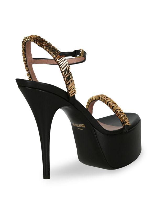 【送料&関税込】Moschino Platform Sandal Moschino Buckle Leather Platform Sandals | Saks Fifth Avenue