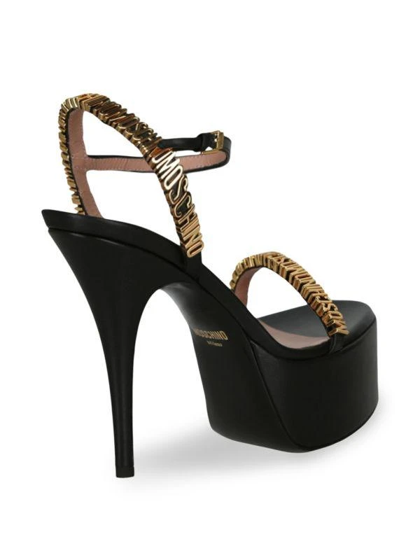 Moschino Logo Leather Platform Stiletto Sandals 3