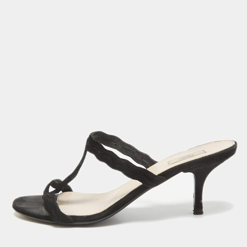 サンダル・ミュール PRADA Black Suede Sandals Prada Prada Black Suede Slide Sandals Size 37 - Slippers