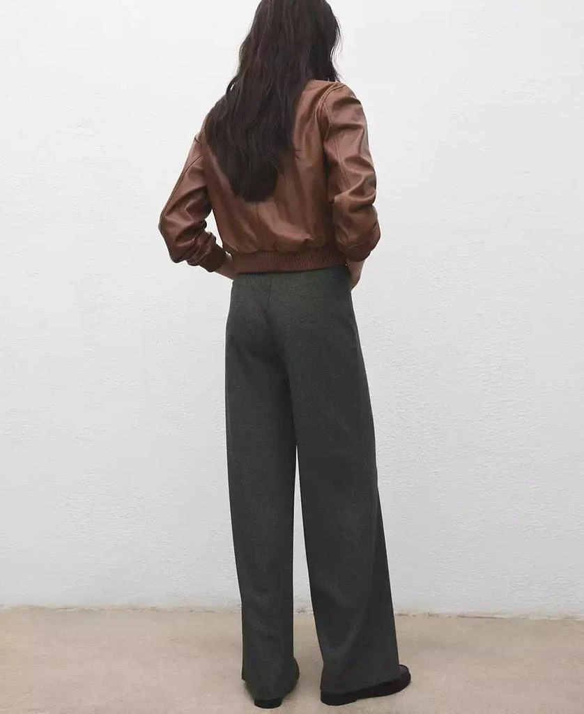 Mango Women
s Elastic Waist Straight-Fit Pants 6