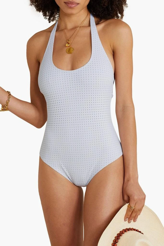 LISA MARIE FERNANDEZ Amber perforated halterneck swimsuit 2