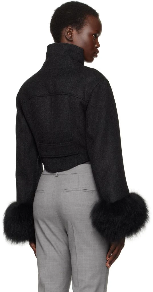 Givenchy Gray Wool Slim Fit Shearling Jacket 3