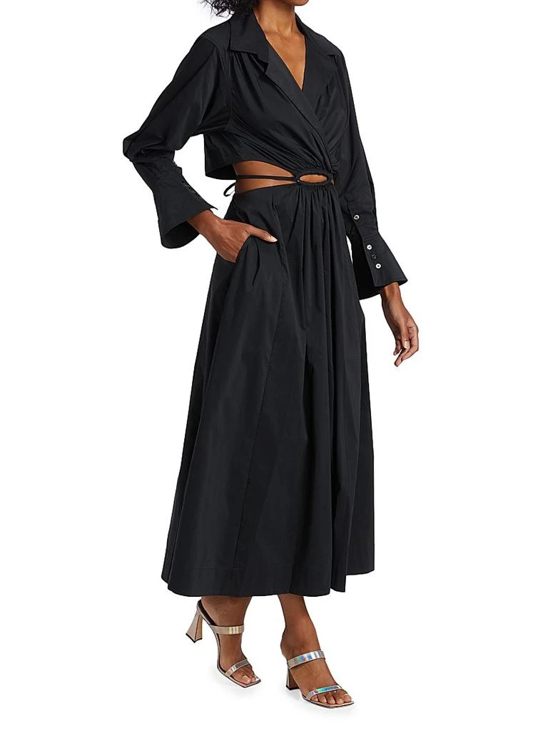 Jonathan Simkhai Alex Pleated Poplin Cut-Out Maxi Shirtdress 4