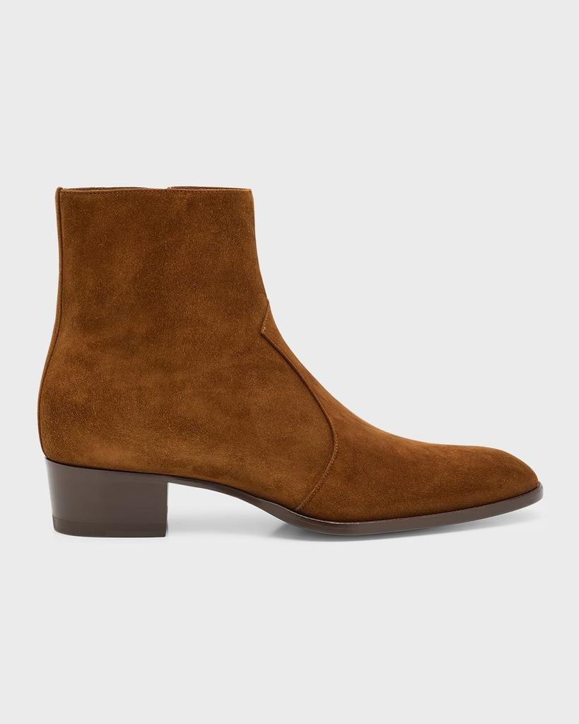 Saint Laurent Men s Wyatt 40 Suede Zip Ankle Boots Boots Free Shipping BeyondStyle