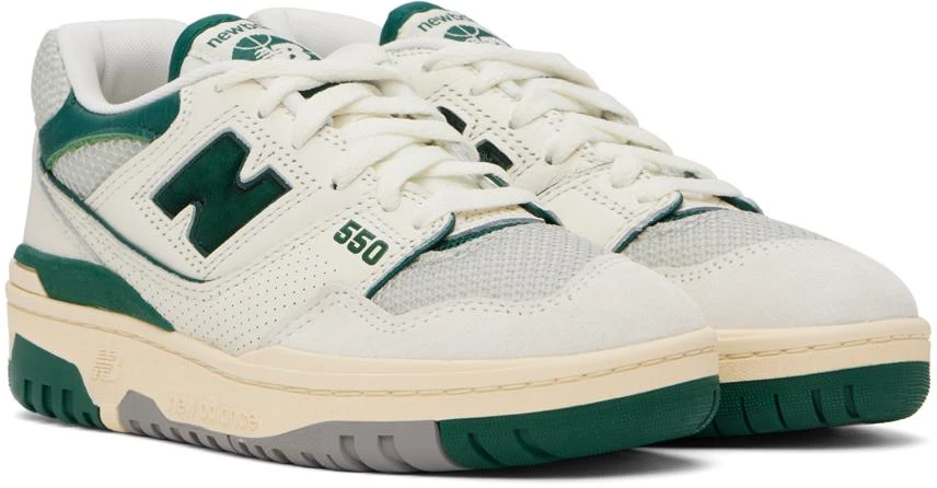 New Balance Off-White & Green 550 Sneakers 4