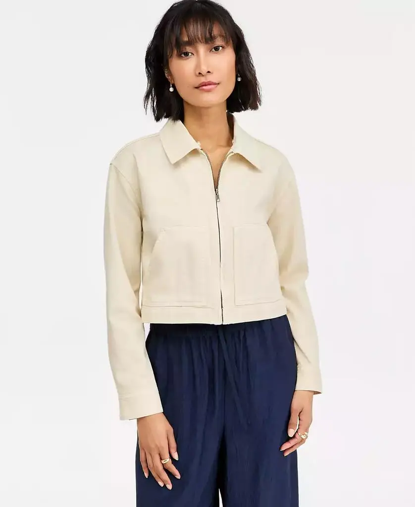 On 34th Women's Crochet Collar Cropped Denim Jacket, Macy's Exclusive