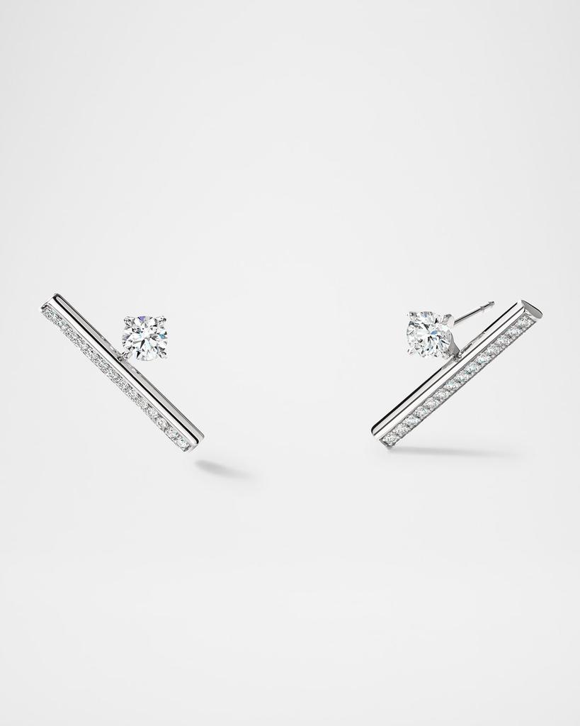 Hearts On Fire Barre 18K White Gold Pave Floating Diamond Climber Earrings
