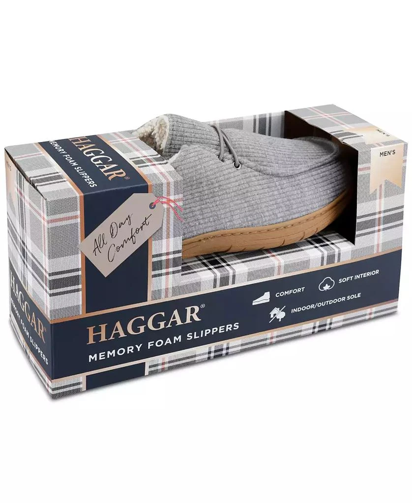 Haggar Men's Ribbed Fabric Chukka Boot Indoor/Outdoor House Slipper with Cozy Fleece Lining 6