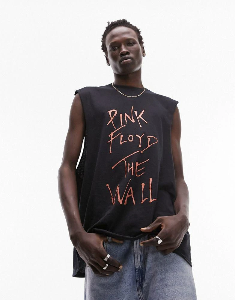 Topman Topman oversized fit sleeveless t-shirt with Pink Floyd print in black 4