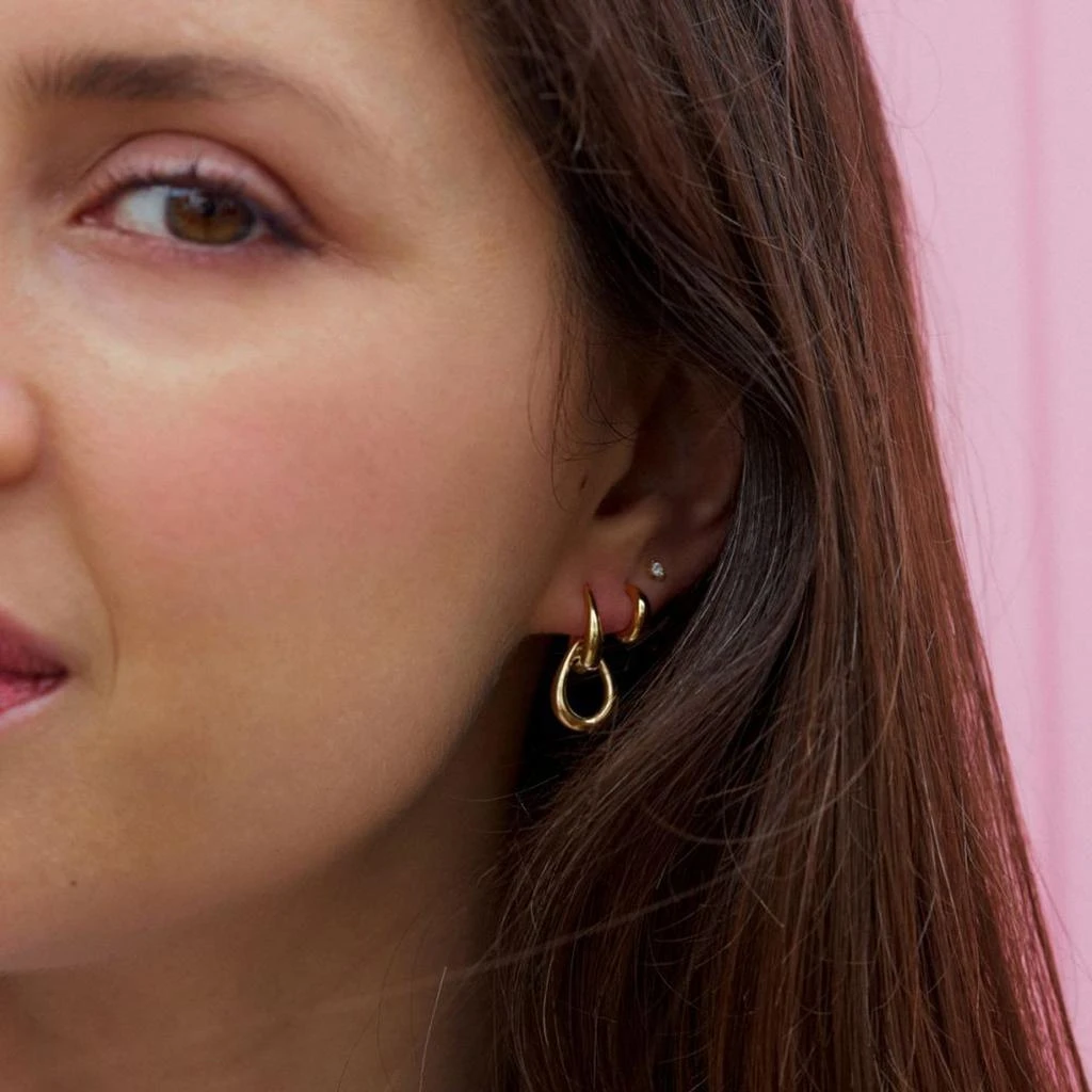 Dinny Hall Gold raindrop double link stud earrings 2
