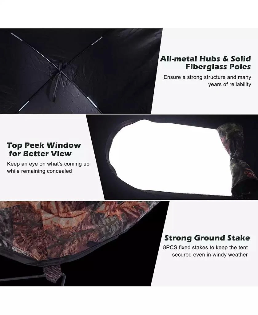 Mecale Portable Pop-Up Ground Camo Hunting Blind Enclosure, Surround View Shelter 9