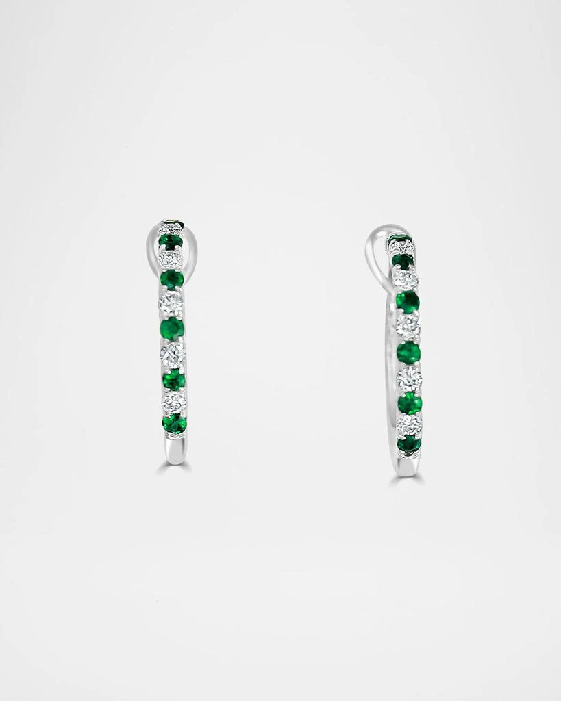 Frederic Sage 18k White Gold Diamond and Emerald Hoop Earrings
