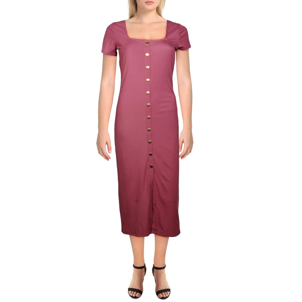 Material Girl Juniors Womens Ribbed Midi Casual Dress