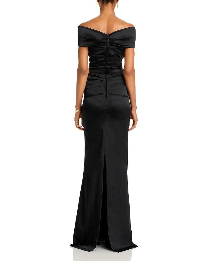 Teri Jon Satin Stretch Off The Shoulder Gown 9