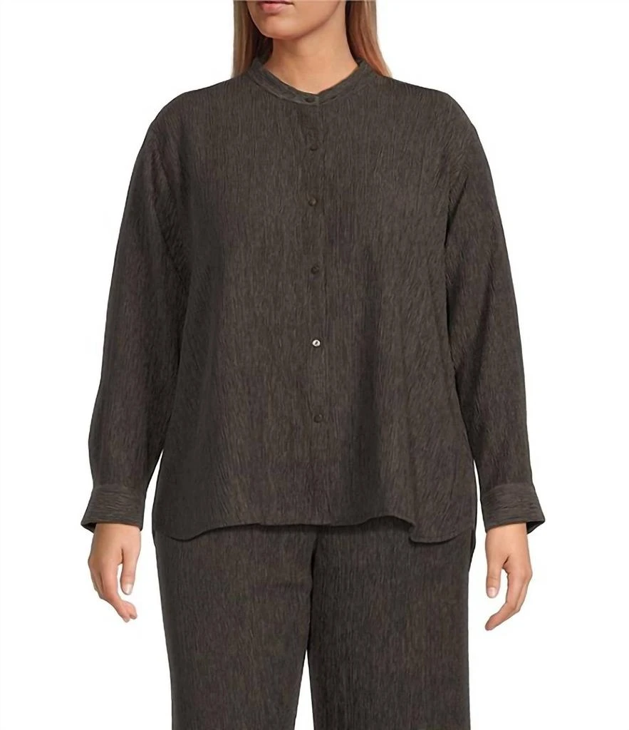 Eileen Fisher Women
s Mandarin Collar Shirt In Rye