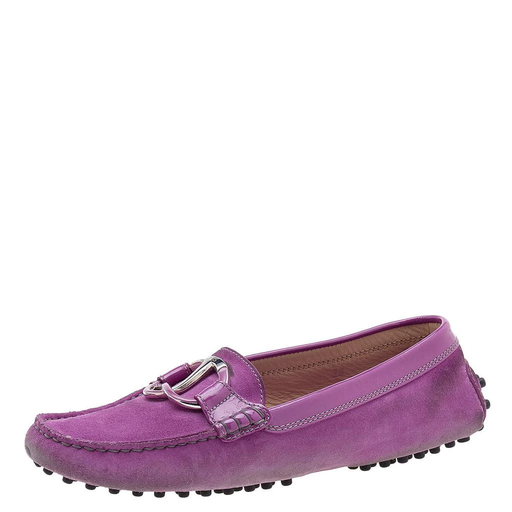 Tod's Tod's Purple Suede And Patent Leather Trim Embellished Slip On Loafers Size 38 1
