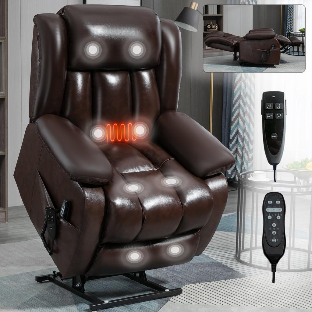 Simplie Fun Simplie Fun Genuine Leather Power Lift Recliner with Massage & Heat