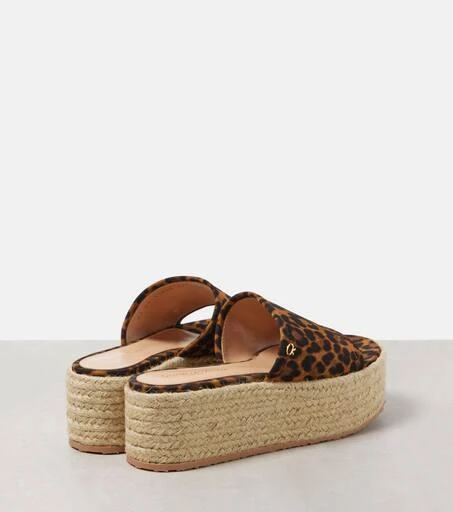 Gianvito Rossi Leopard-print suede espadrille slides 2