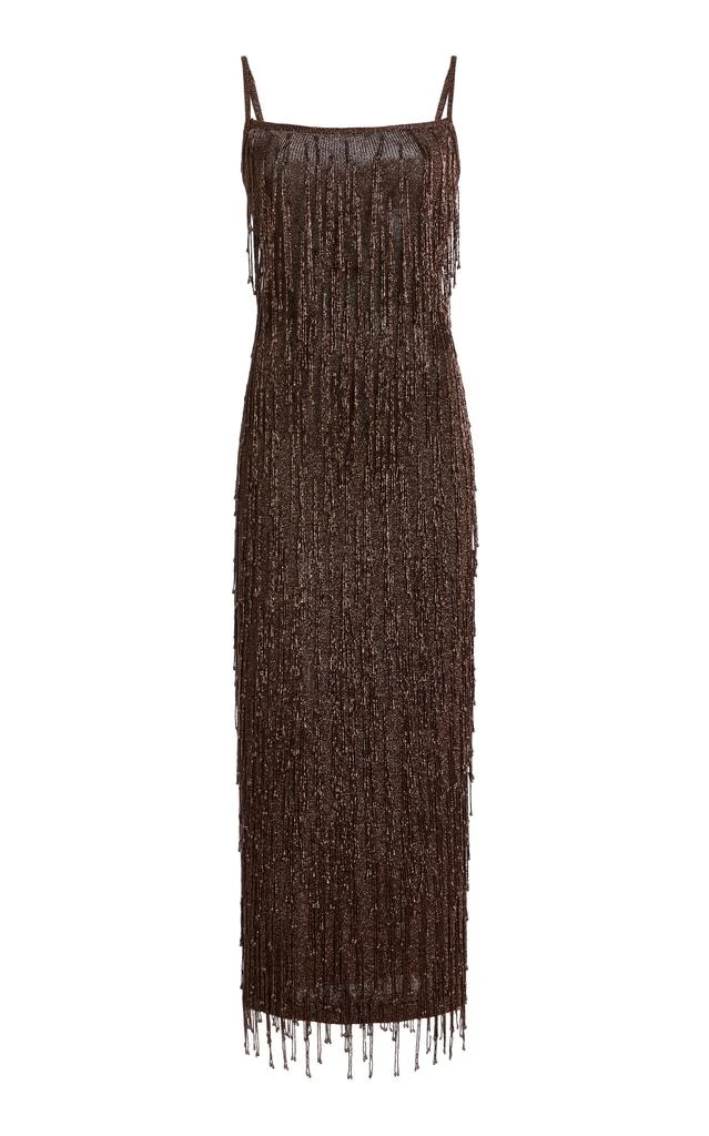 Cult Gaia Ola Beaded Metallic-Knit Midi Dress - Moda Operandi