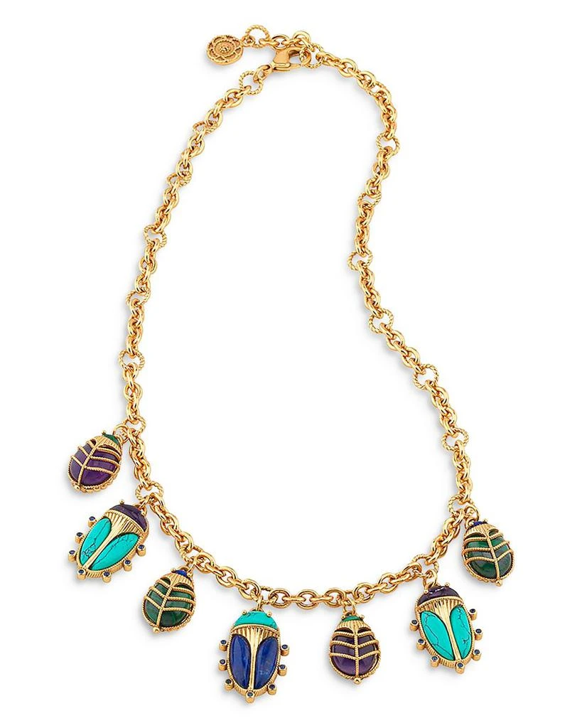 Capucine De Wulf Multi Gemstone Scarab Family Charm Necklace, 16-18" 2