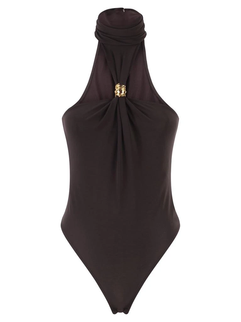 ELISABETTA FRANCHI Crêpe Jersey Bodysuit With Jewel Detail