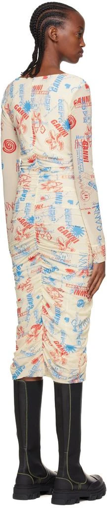 Ganni Off-White Recycled Nylon Midi Dress 3