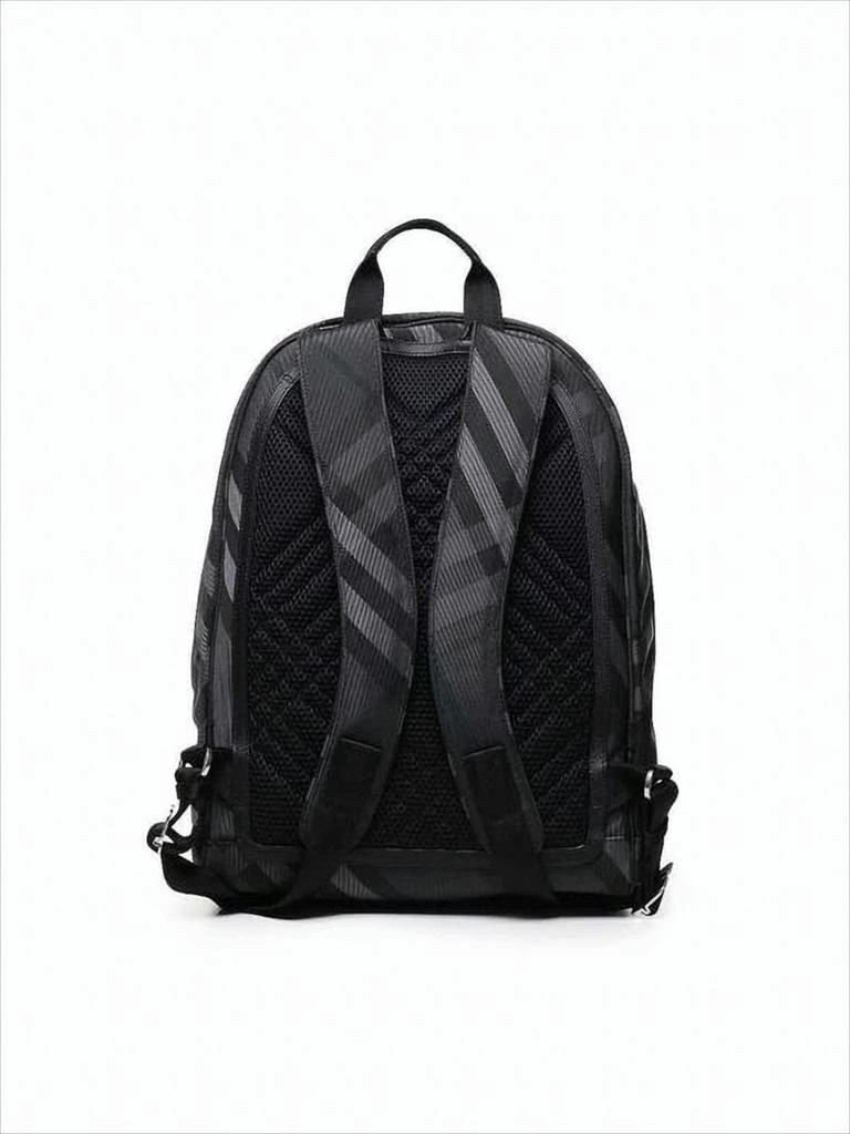 Burberry Structured Black Nylon Backpack with Checkered Pattern 2