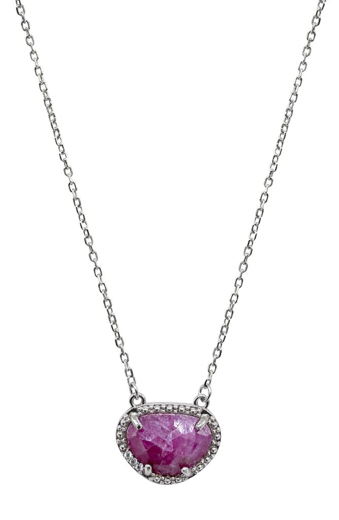 ADORNIA FINE Sterling Silver Birthstone Halo Pendant Necklace