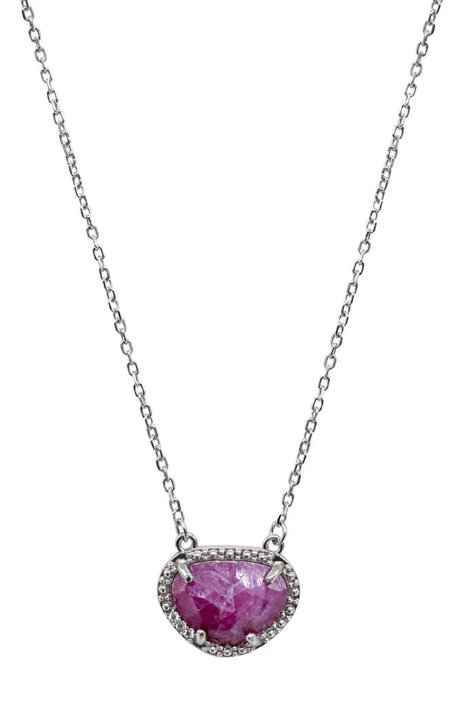 ADORNIA FINE Sterling Silver Birthstone Halo Pendant Necklace 1