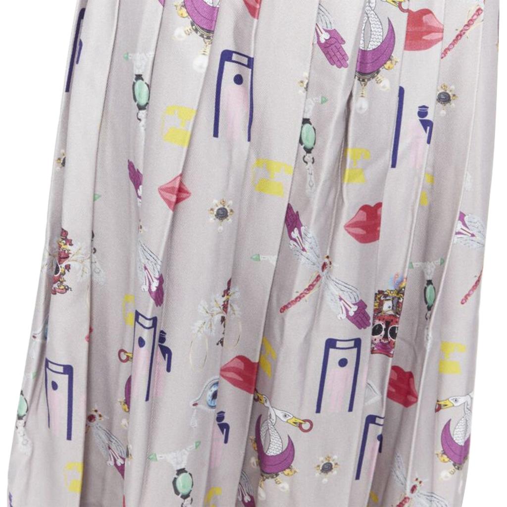 MARY KATRANTZOU mixed illustration print pleated midi skirt