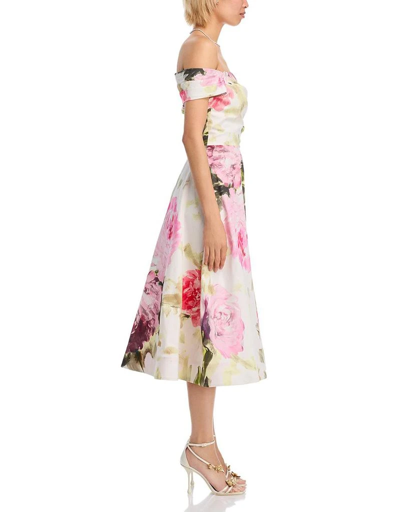 Teri Jon Off-the-Shoulder Cotton Dress with Beaded Flower Waist 5