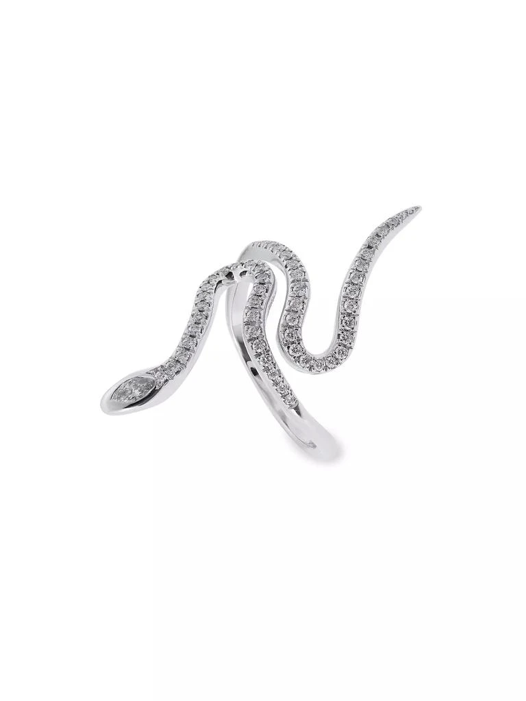 Ileana Makri Snake 18K White Gold &amp; Diamond Curled Snake Ring 3