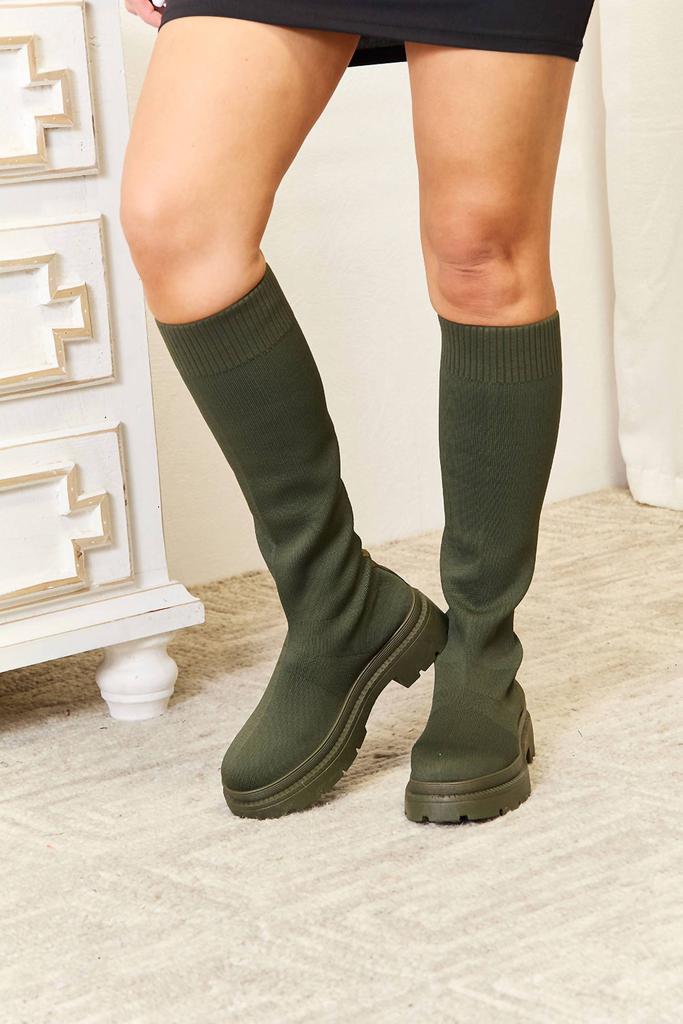 ZENANA Zenana - WILD DIVA Footwear Knee High Platform Sock Boots