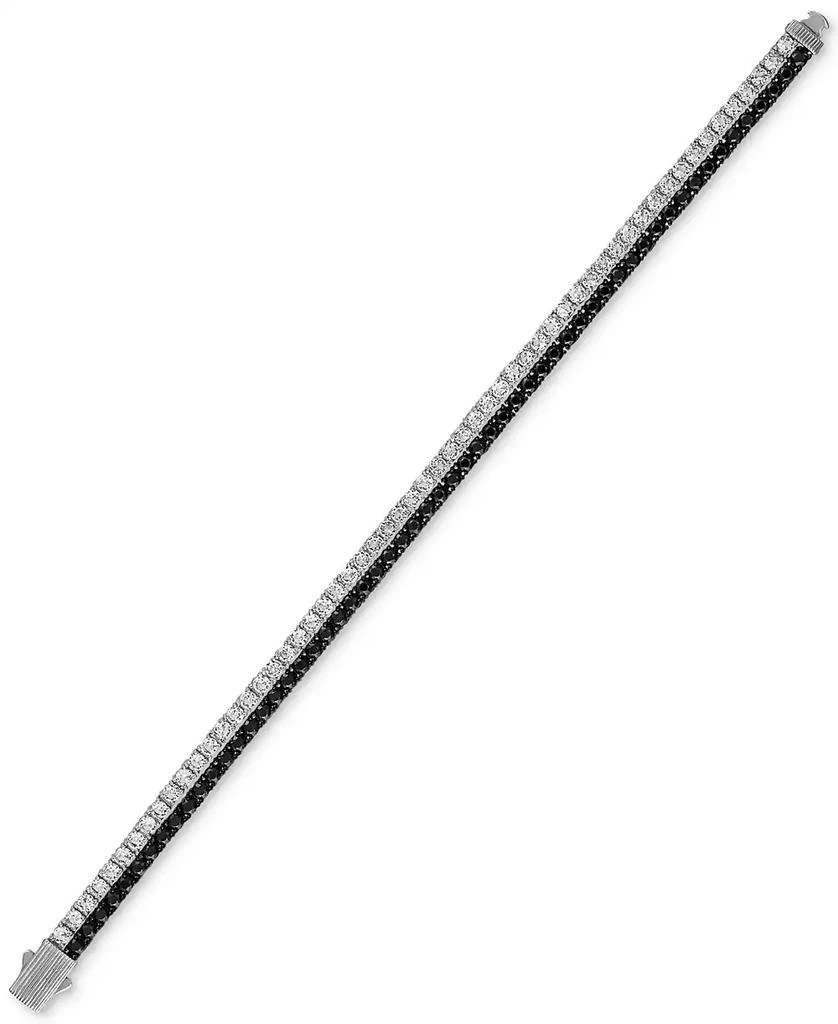 Esquire Men's Jewelry Black & White Cubic Zirconia Double Strand Tennis Bracelet in Sterling Silver, Created for Macy's 3